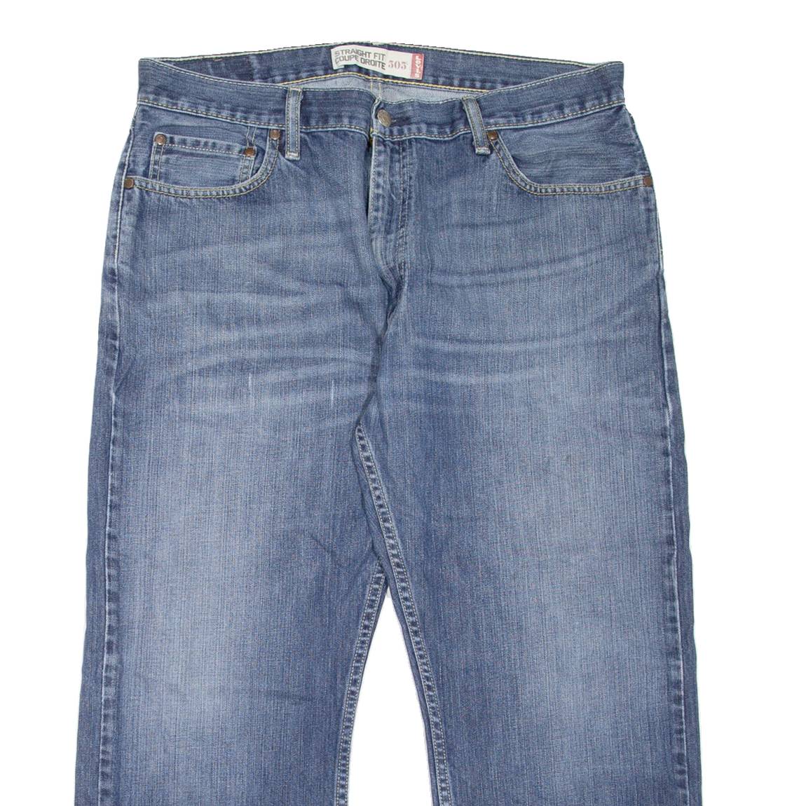 LEVI'S 505 Jeans Mens Blue Regular Straight Stone Wash W36 L25