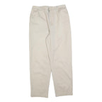 LANDS END Womens Cotton Blend Beige Relaxed Straight Trousers W30 L30 Casual