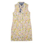 TOMMY HILFIGER Womens Yellow Floral Sleeveless Shirt Dress Cotton S Summer
