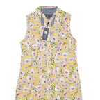 TOMMY HILFIGER Womens Yellow Floral Sleeveless Shirt Dress Cotton S Summer