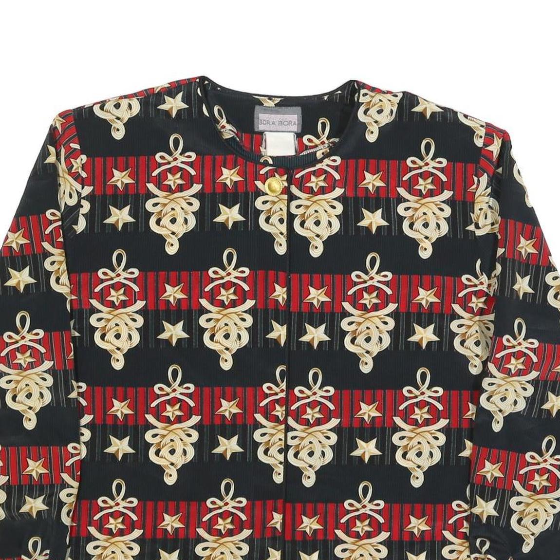 BORA BORA Womens Black & Red Printed Top Long Sleeve Round Neck L