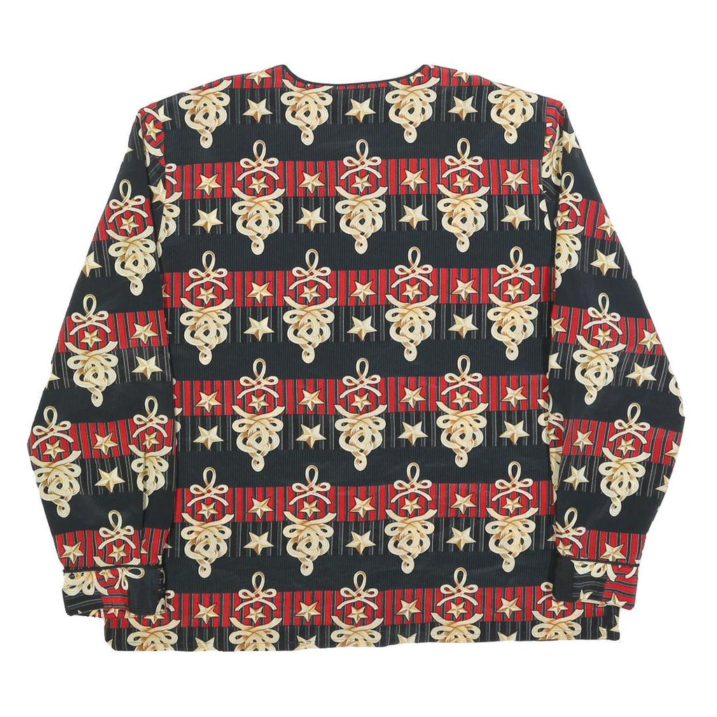 BORA BORA Womens Black & Red Printed Top Long Sleeve Round Neck L