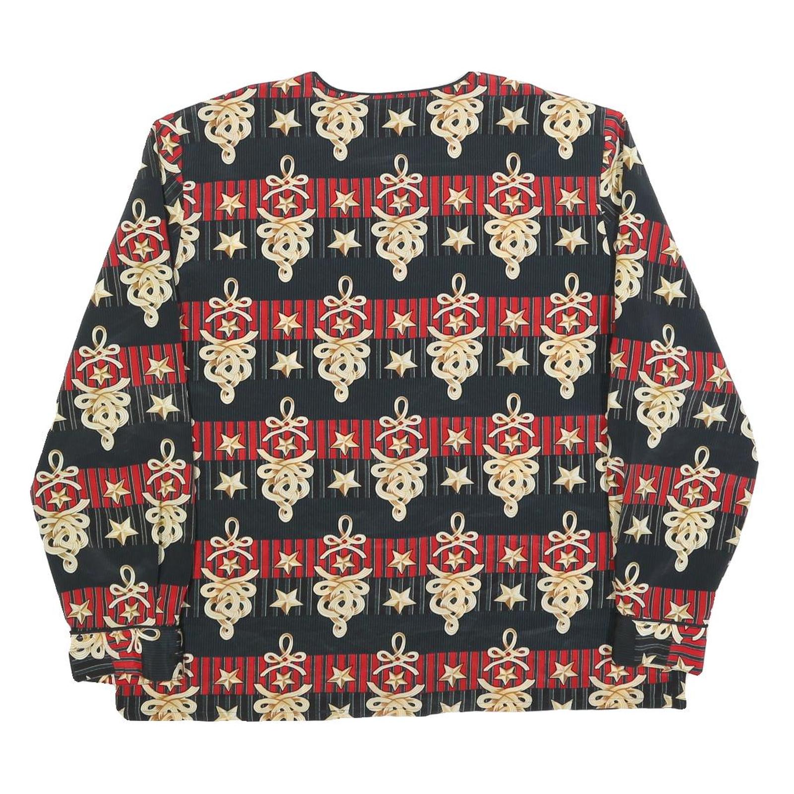 BORA BORA Womens Black & Red Printed Top Long Sleeve Round Neck L