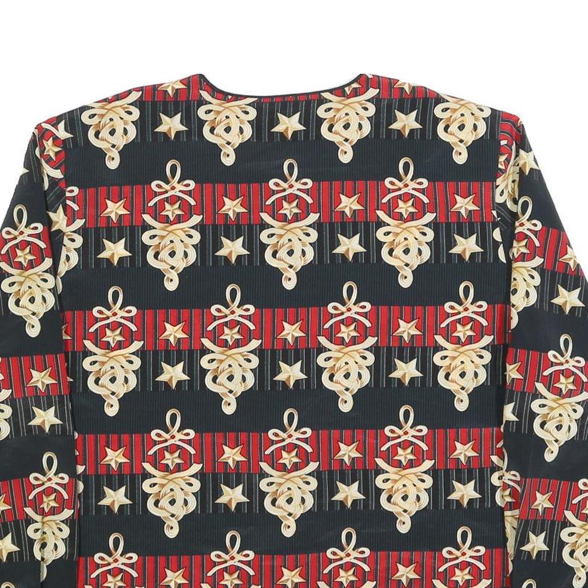 BORA BORA Womens Black & Red Printed Top Long Sleeve Round Neck L