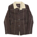 ANDREW MARC Womens Brown & Cream Button Jacket S Polyester Blend Plain Button
