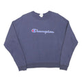 CHAMPION Mens Blue Cotton Blend Crew Neck L L Logo Sweatshirt