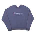 CHAMPION Mens Blue Cotton Blend Crew Neck L L Logo Sweatshirt