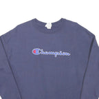CHAMPION Mens Blue Cotton Blend Crew Neck L L Logo Sweatshirt