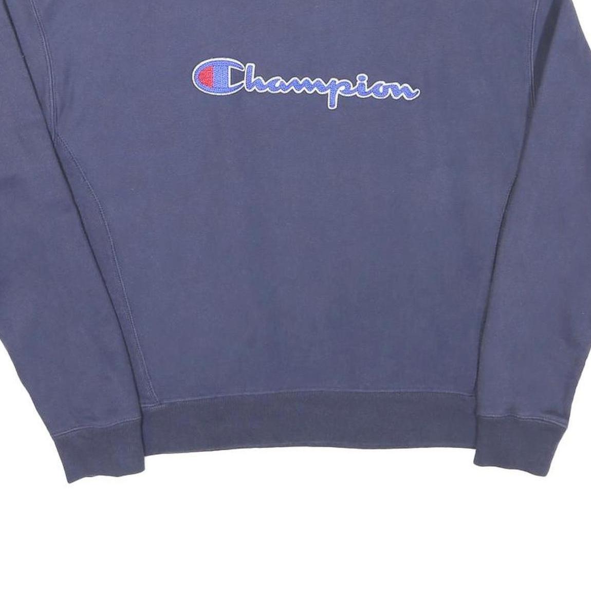 CHAMPION Mens Blue Cotton Blend Crew Neck L L Logo Sweatshirt