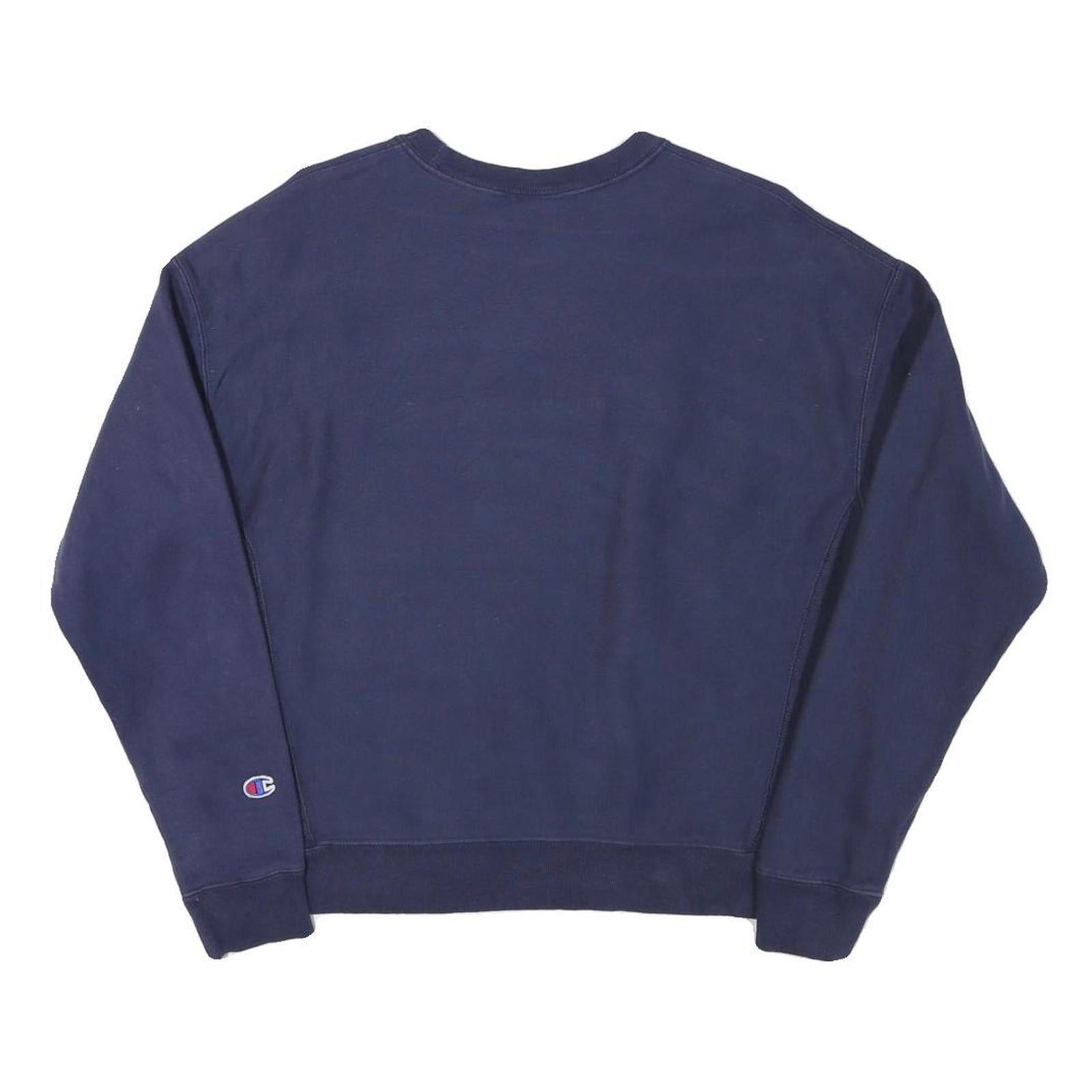 CHAMPION Mens Blue Cotton Blend Crew Neck L L Logo Sweatshirt