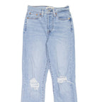LEVI'S Wedgie Distressed Womens Jeans Blue Regular Straight Stone Wash W25 L28