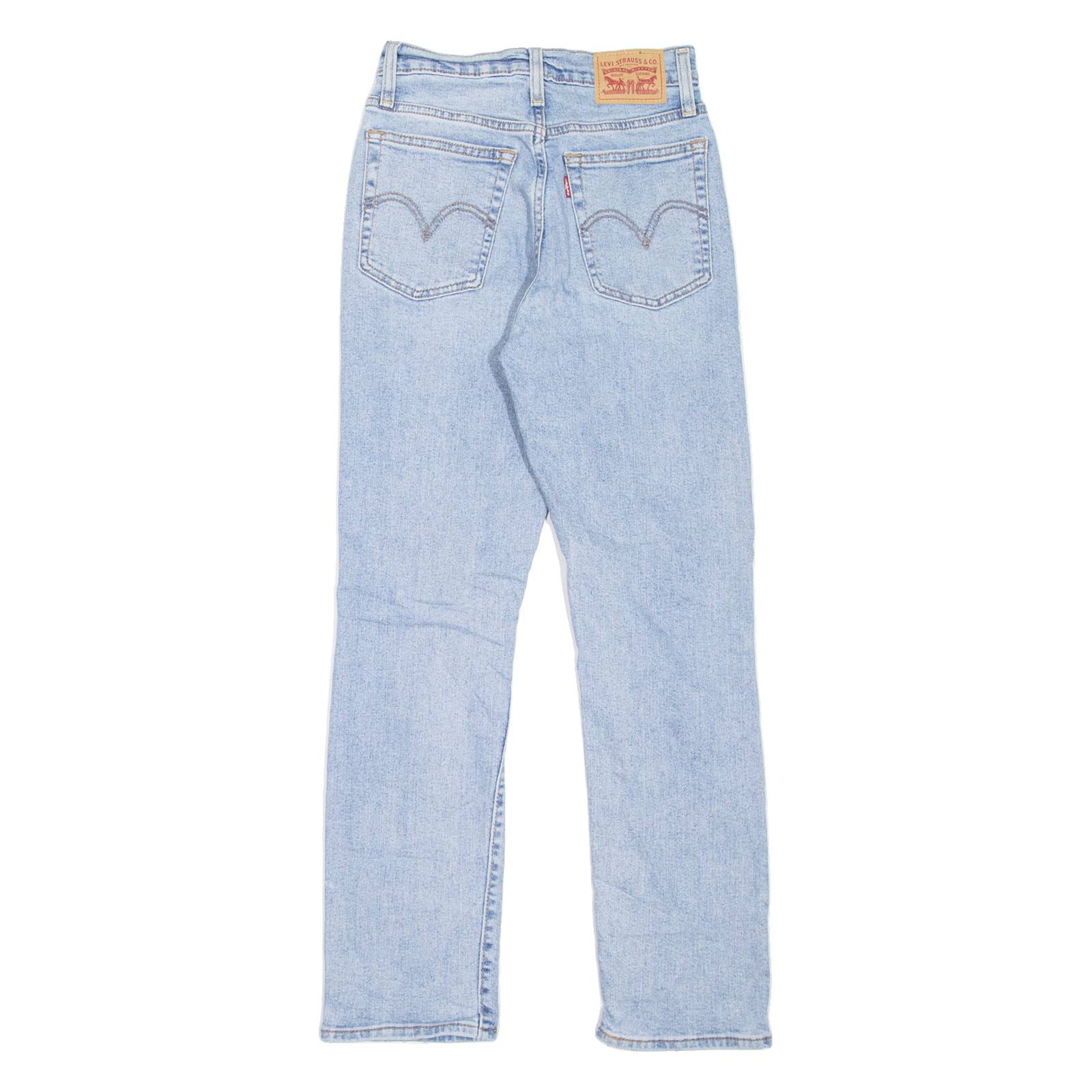LEVI'S Wedgie Distressed Womens Jeans Blue Regular Straight Stone Wash W25 L28