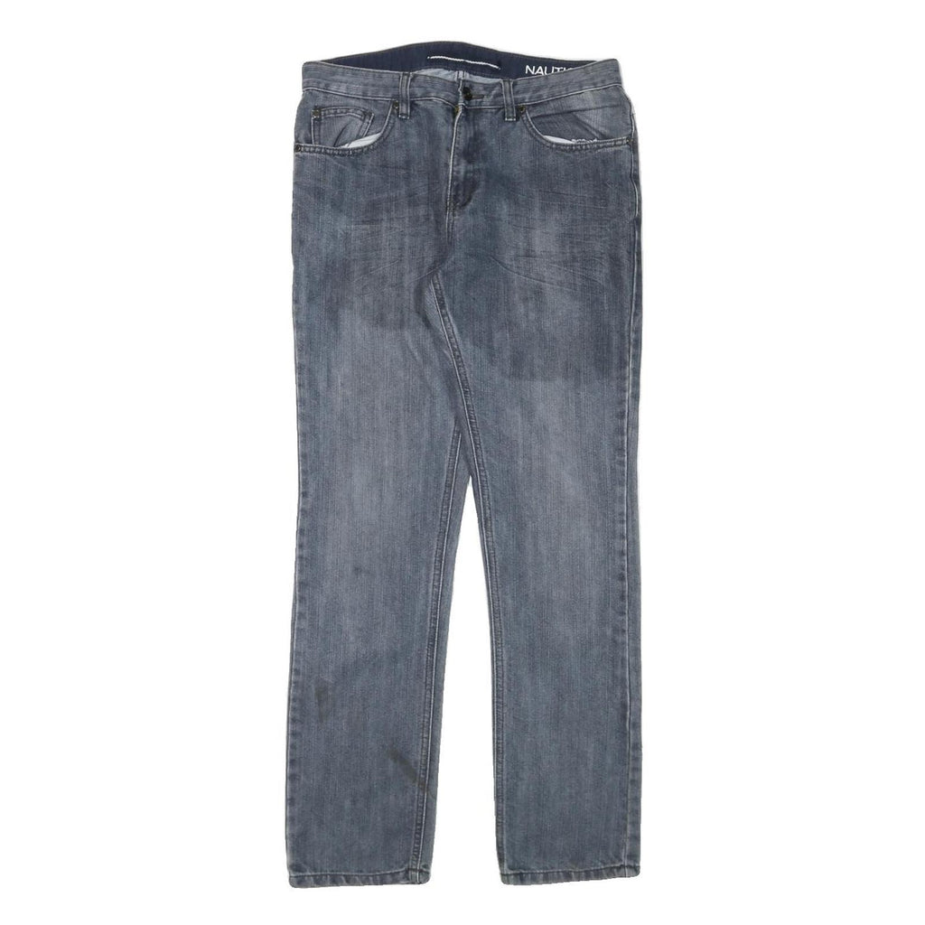 NAUTICA Womens Regular Fit Blue Denim Jeans W30 L29 Cotton Blend Zip Pockets