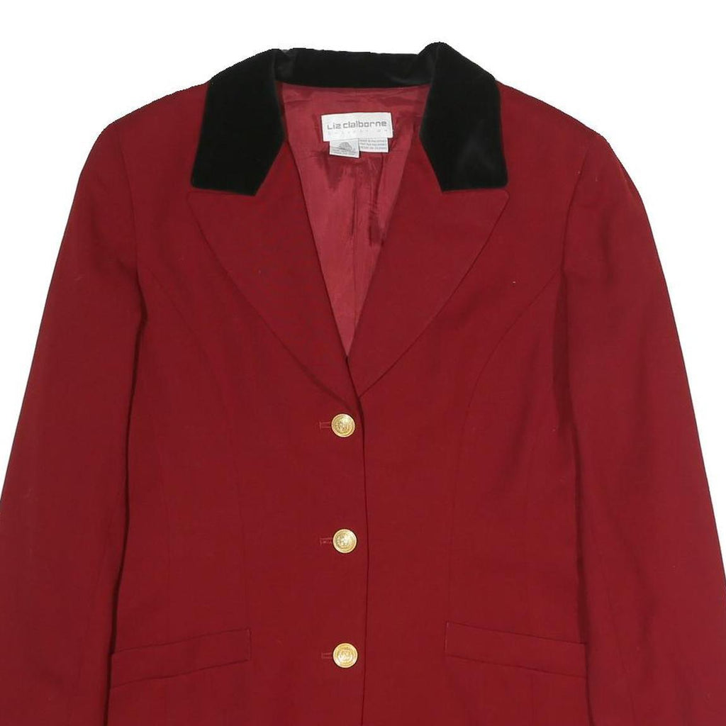 Liz Claiborne Womens Red & Black Wool Blazer Jacket UK 12 Button Closure