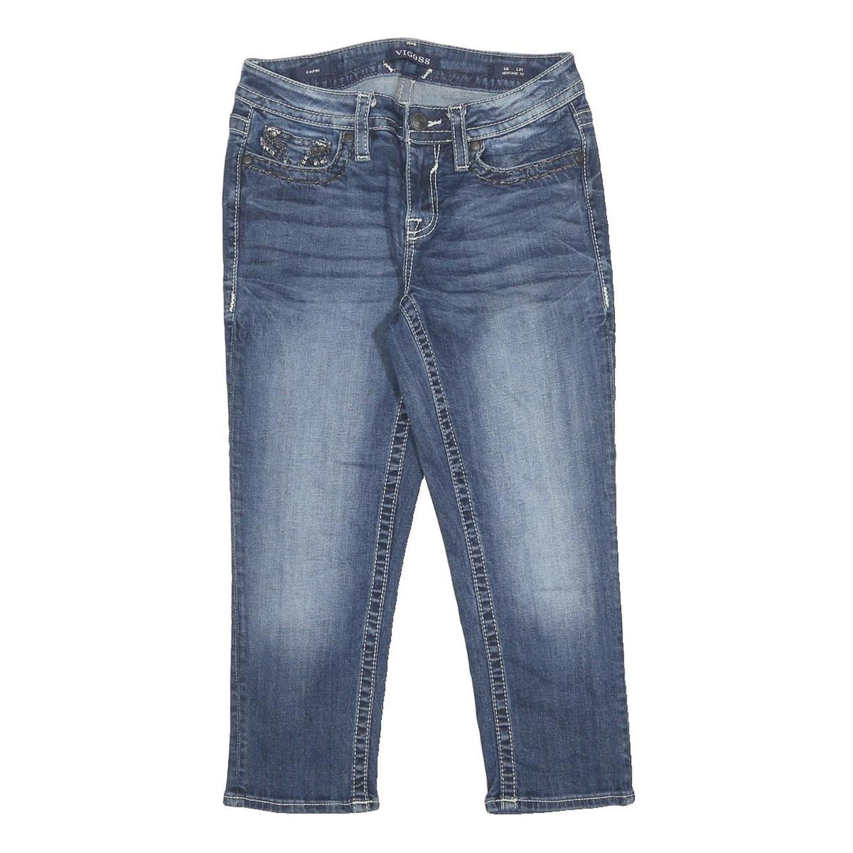 VIGOSS Womens Jeans Blue Regular Straight Denim Medium W27 L21 Studded Pockets
