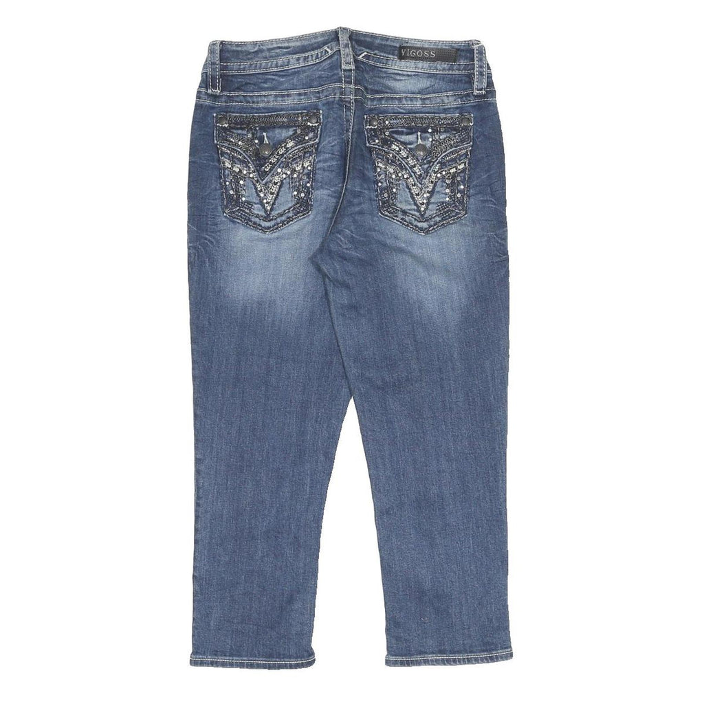 VIGOSS Womens Jeans Blue Regular Straight Denim Medium W27 L21 Studded Pockets