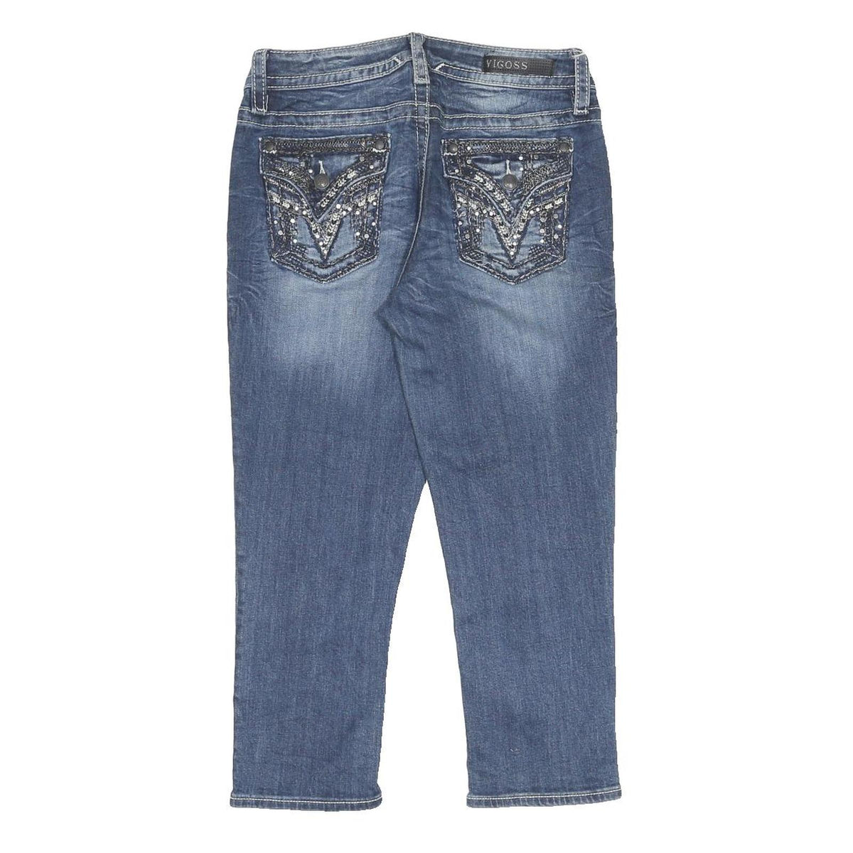 VIGOSS Womens Jeans Blue Regular Straight Denim Medium W27 L21 Studded Pockets