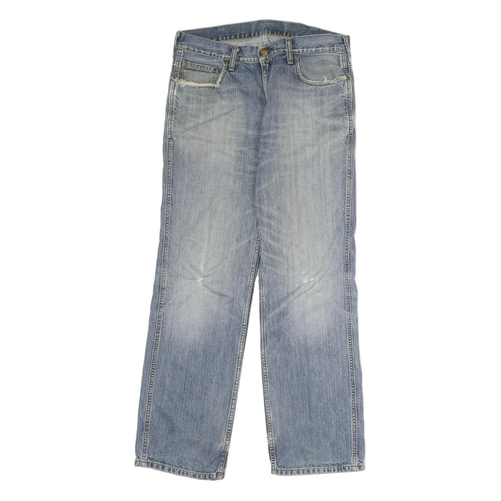 CARHARTT Mens Jeans Blue Regular Straight Denim Medium W32 L30 Distressed