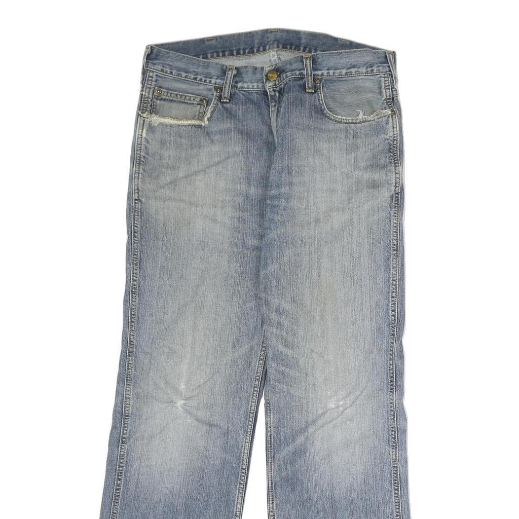 CARHARTT Mens Jeans Blue Regular Straight Denim Medium W32 L30 Distressed