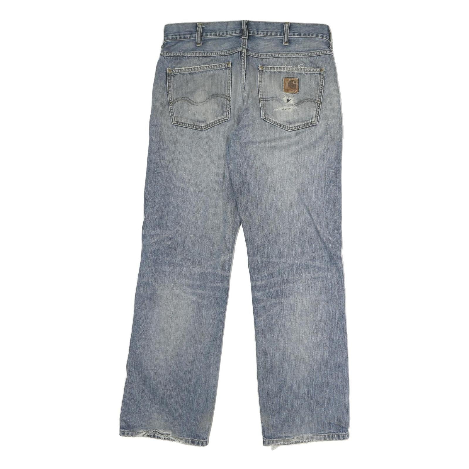 CARHARTT Mens Jeans Blue Regular Straight Denim Medium W32 L30 Distressed