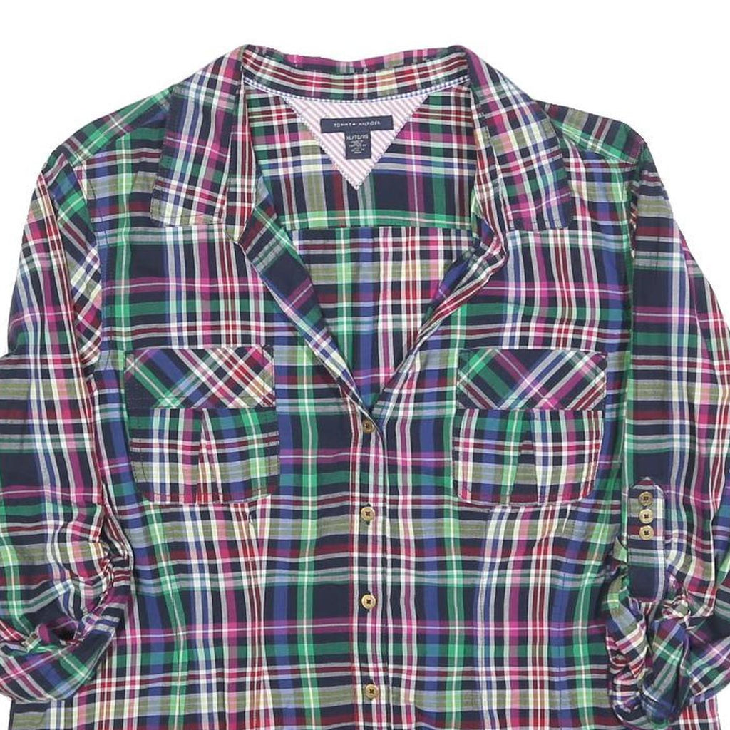 TOMMY HILFIGER Womens Blue Green Red Check Shirt Long Sleeve Collared XL Casual