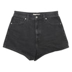 LEVI'S Womens Black Denim Casual Shorts M W29 High Waist Button Fly