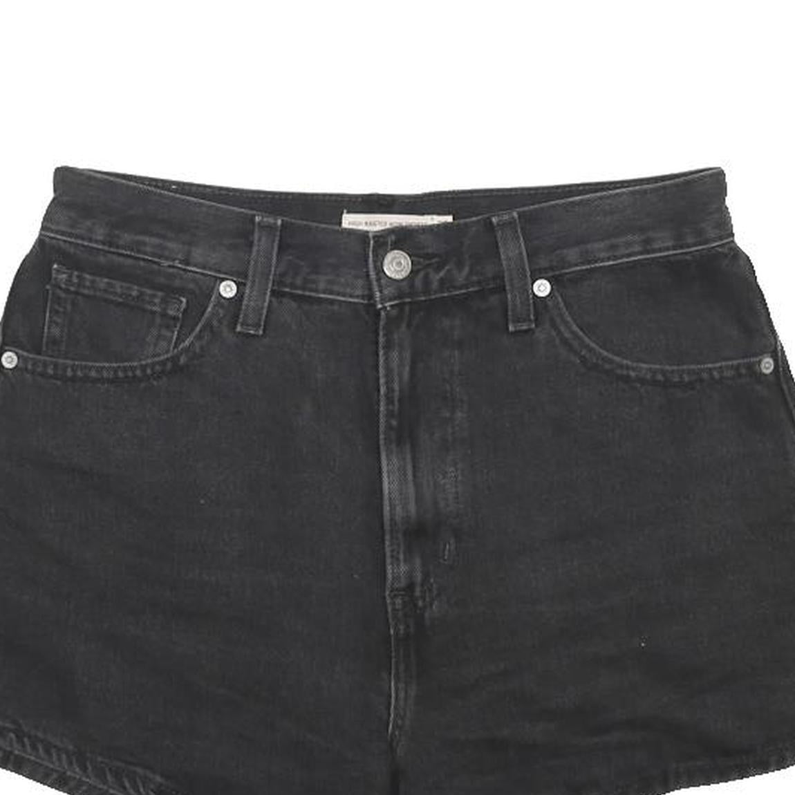 LEVI'S Womens Black Denim Casual Shorts M W29 High Waist Button Fly
