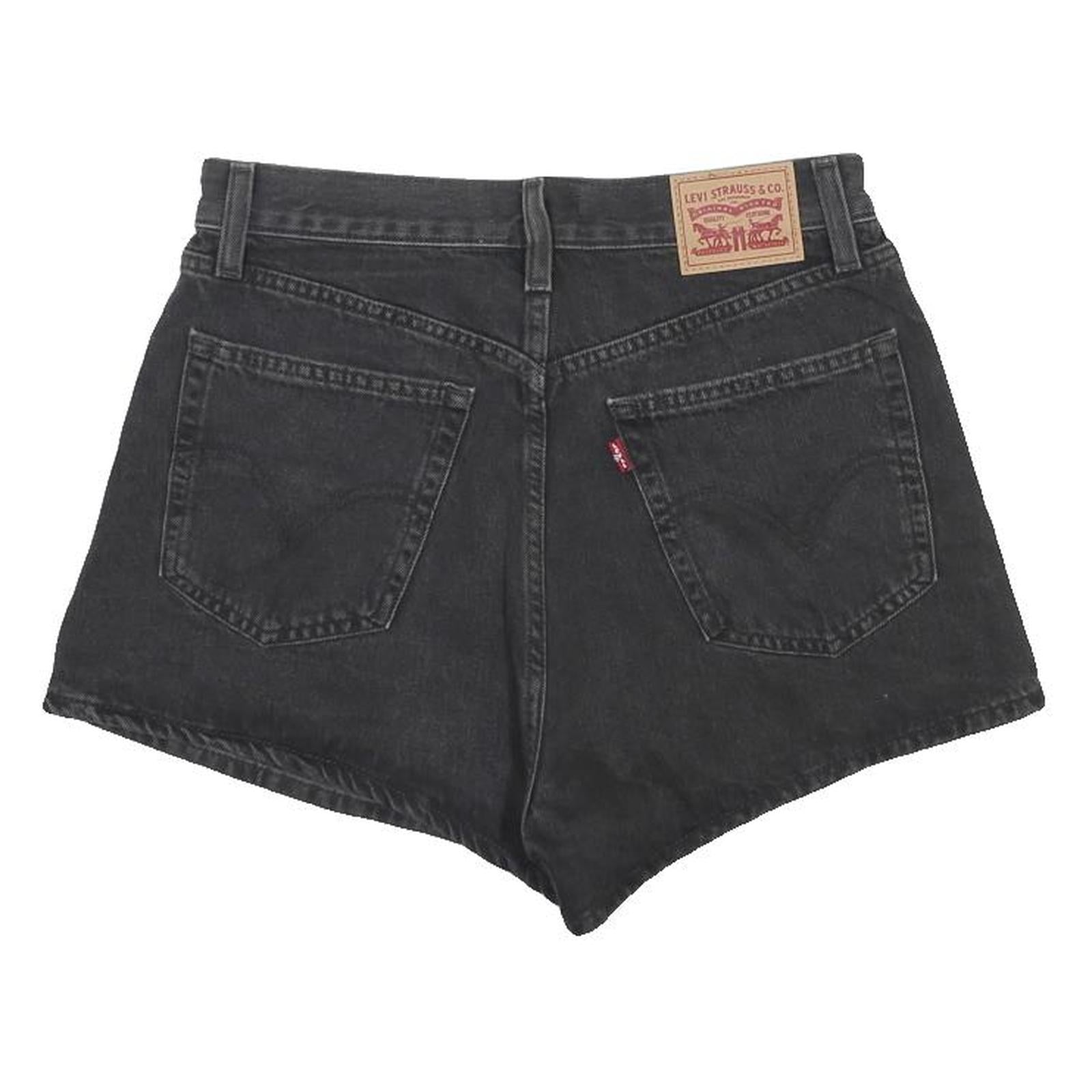 LEVI'S Womens Black Denim Casual Shorts M W29 High Waist Button Fly