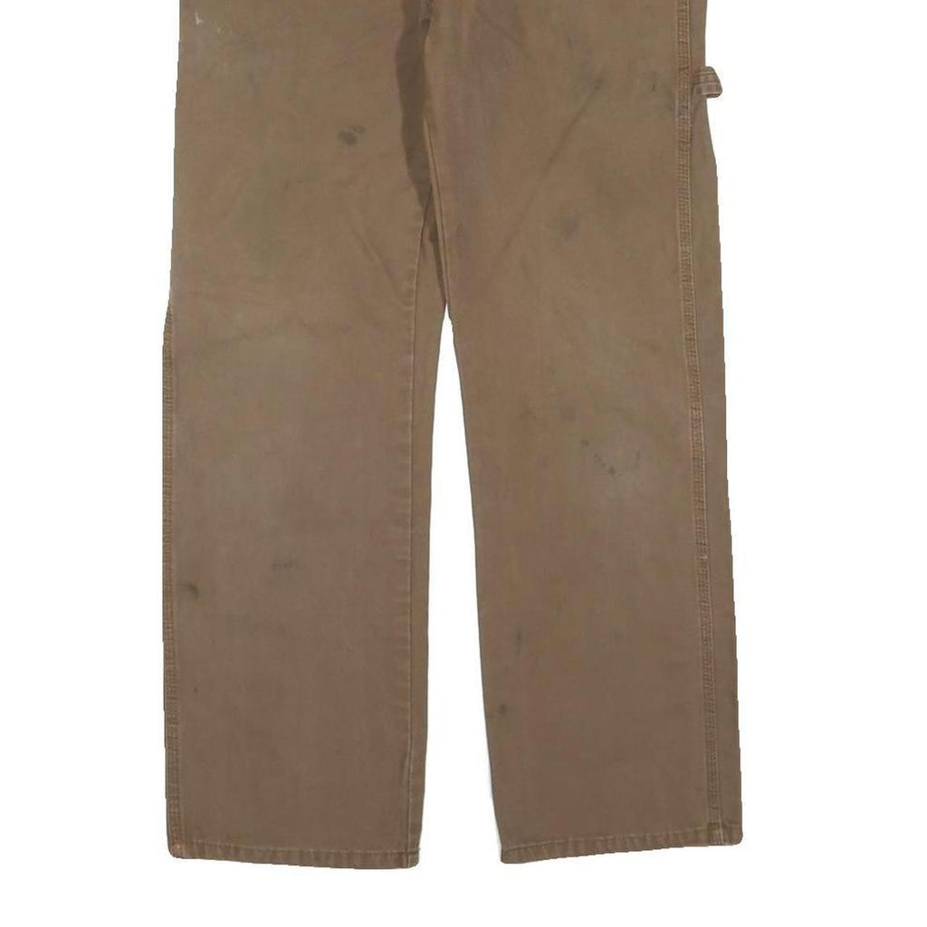 DICKIES Mens Cotton Blend Brown Regular Straight Trousers W30 L28 Workwear