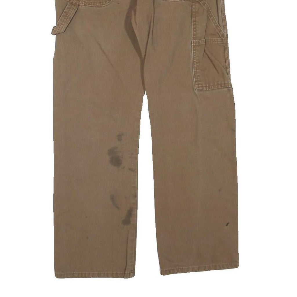 DICKIES Mens Cotton Blend Brown Regular Straight Trousers W30 L28 Workwear