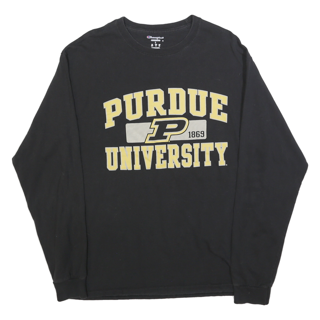 CHAMPION Mens Black Purdue University Long Sleeve Crew Neck T-Shirt L
