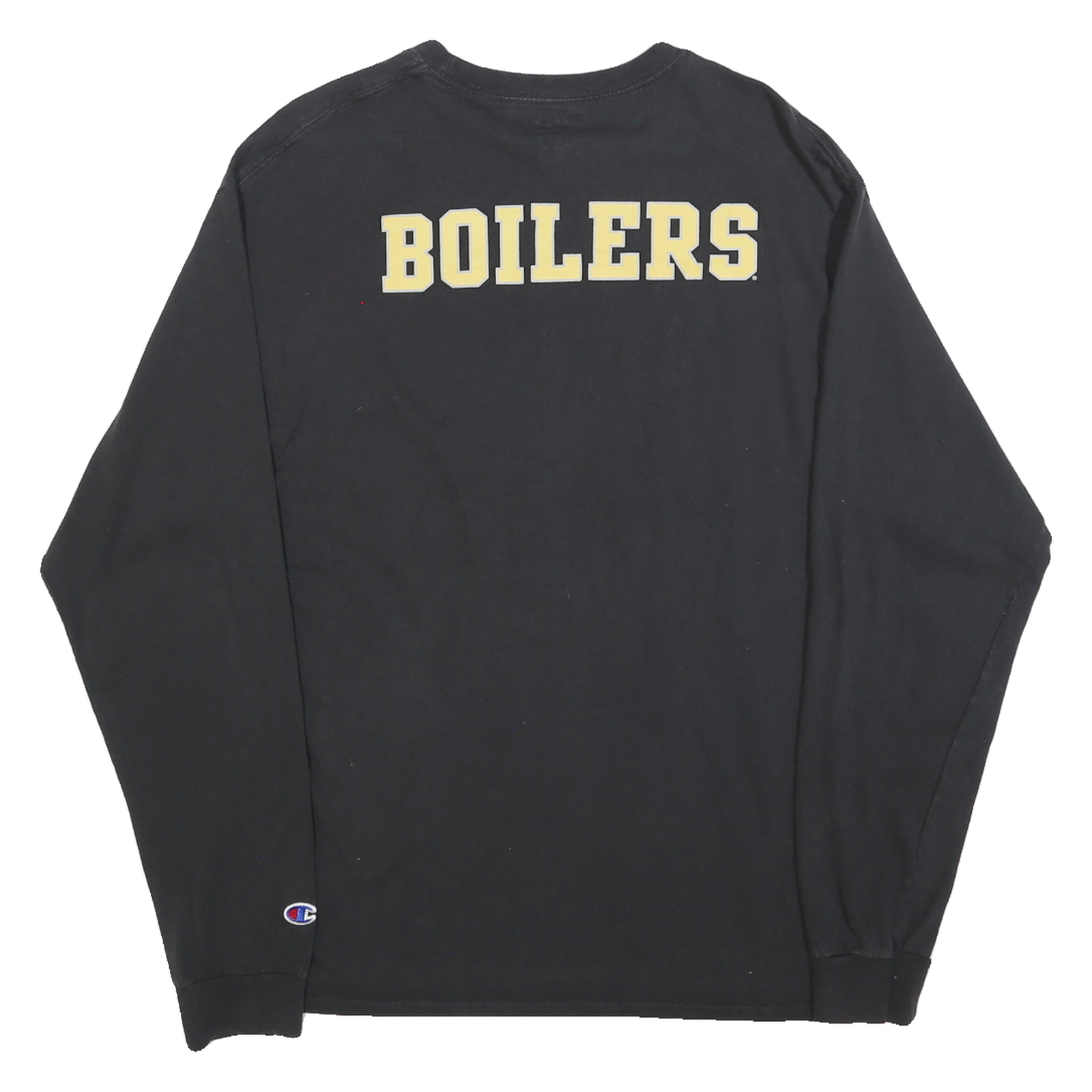 CHAMPION Mens Black Purdue University Long Sleeve Crew Neck T-Shirt L