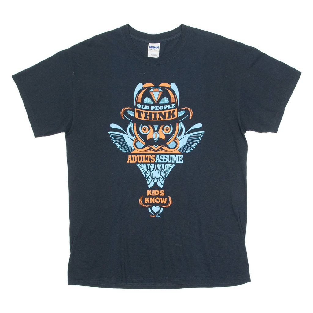 GILDAN Kids Know Mens T-Shirt Black L