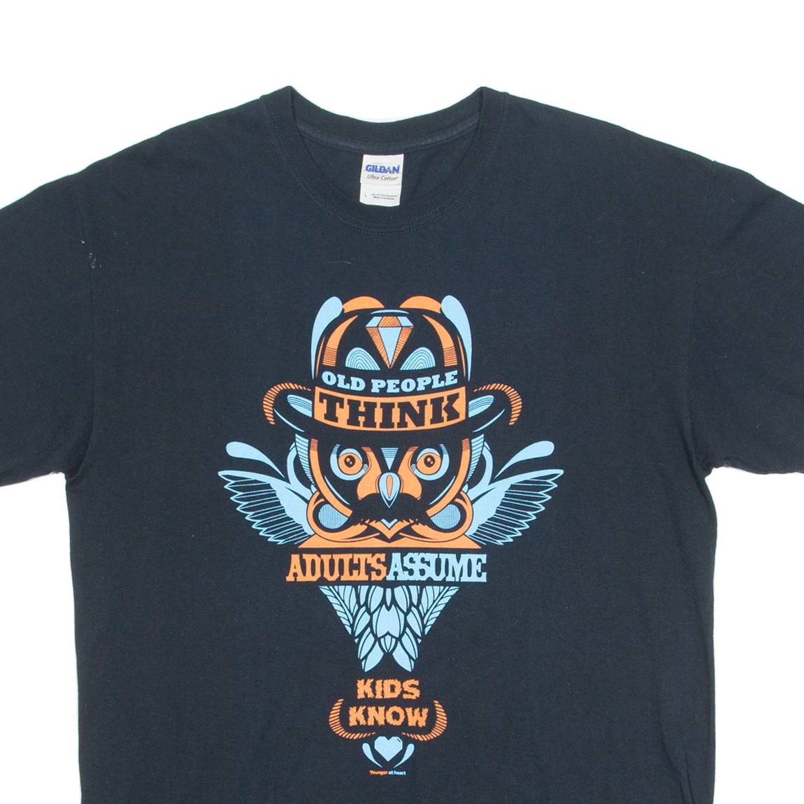 GILDAN Kids Know Mens T-Shirt Black L