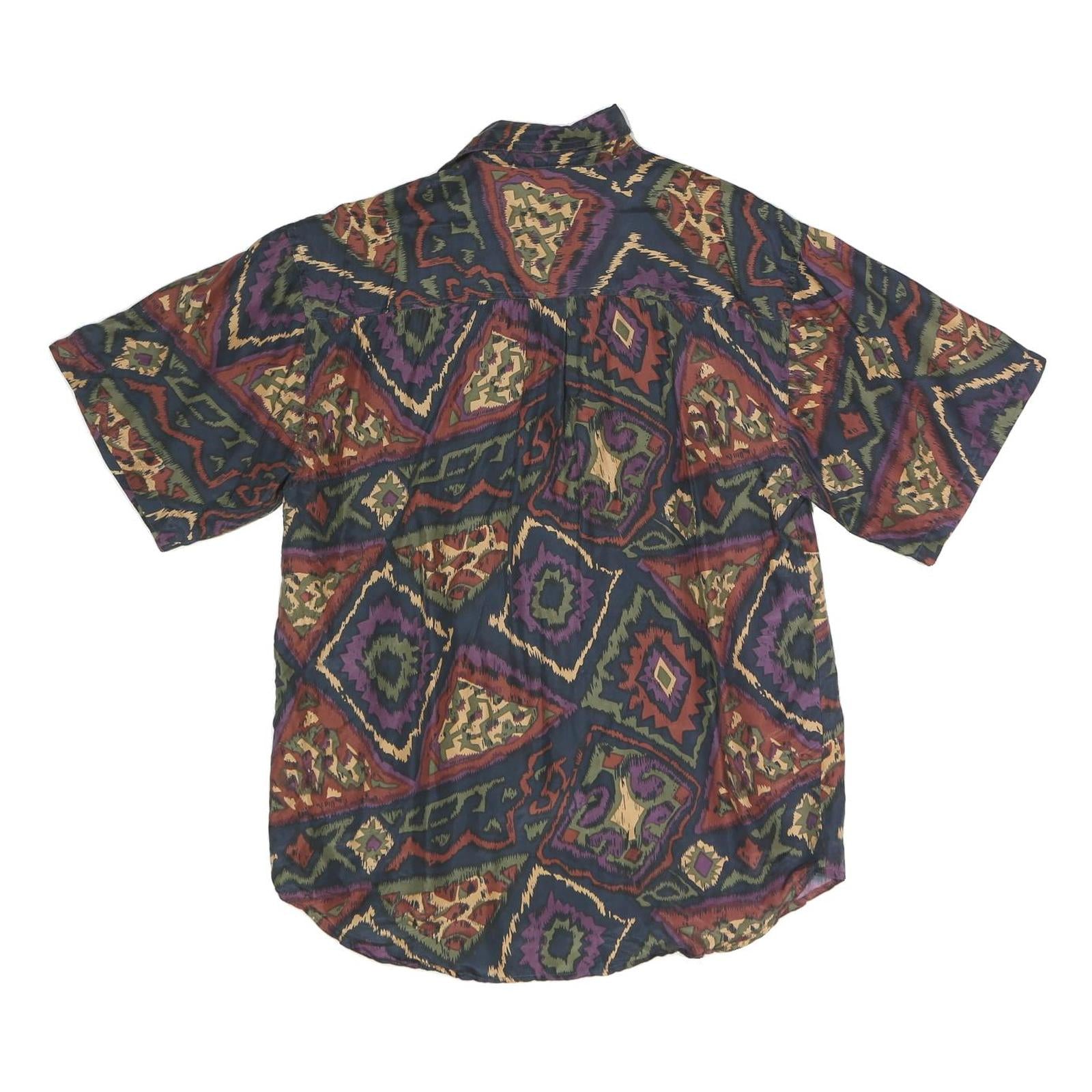 JANE ASHLEY Womens Multi Colour Printed Shirt Short Sleeve Collared S Silk