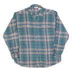 NORTHERN REFLECTIONS Mens Green & Grey Check Shirt M Cotton Blend Button Long