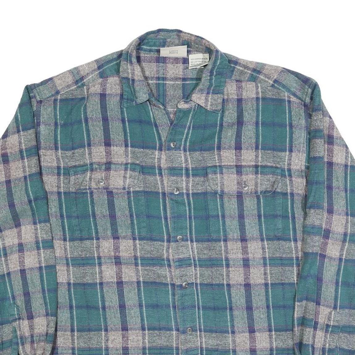 NORTHERN REFLECTIONS Mens Green & Grey Check Shirt M Cotton Blend Button Long