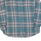 NORTHERN REFLECTIONS Mens Green & Grey Check Shirt M Cotton Blend Button Long