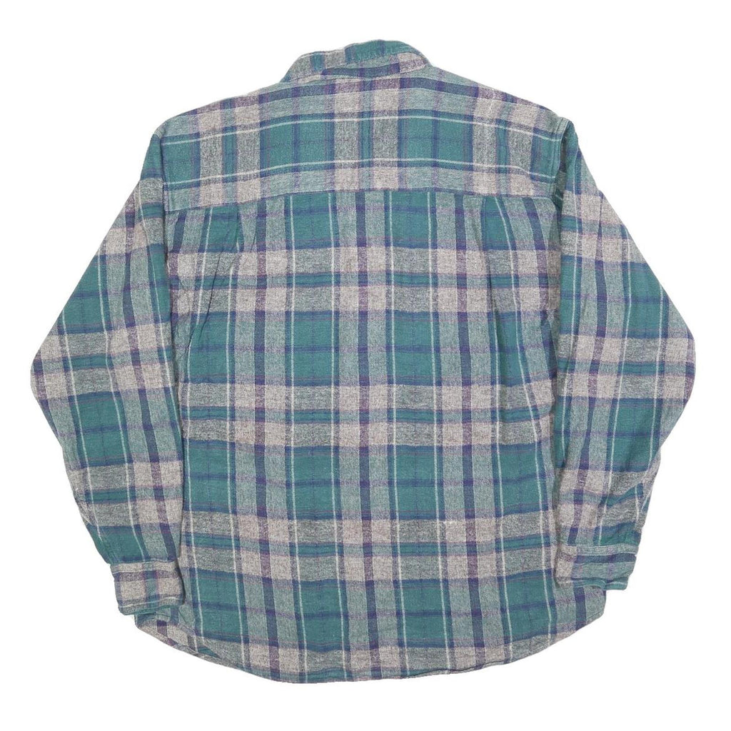 NORTHERN REFLECTIONS Mens Green & Grey Check Shirt M Cotton Blend Button Long