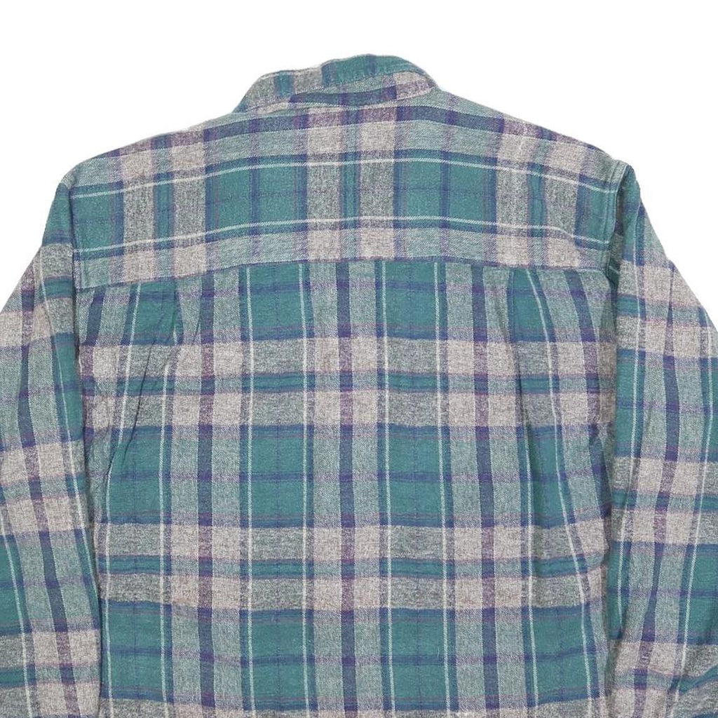 NORTHERN REFLECTIONS Mens Green & Grey Check Shirt M Cotton Blend Button Long