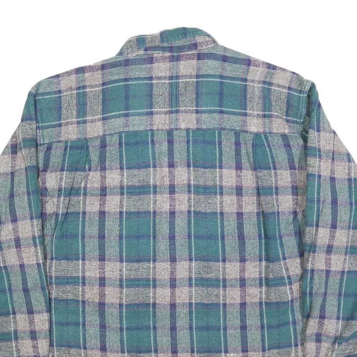 NORTHERN REFLECTIONS Mens Green & Grey Check Shirt M Cotton Blend Button Long