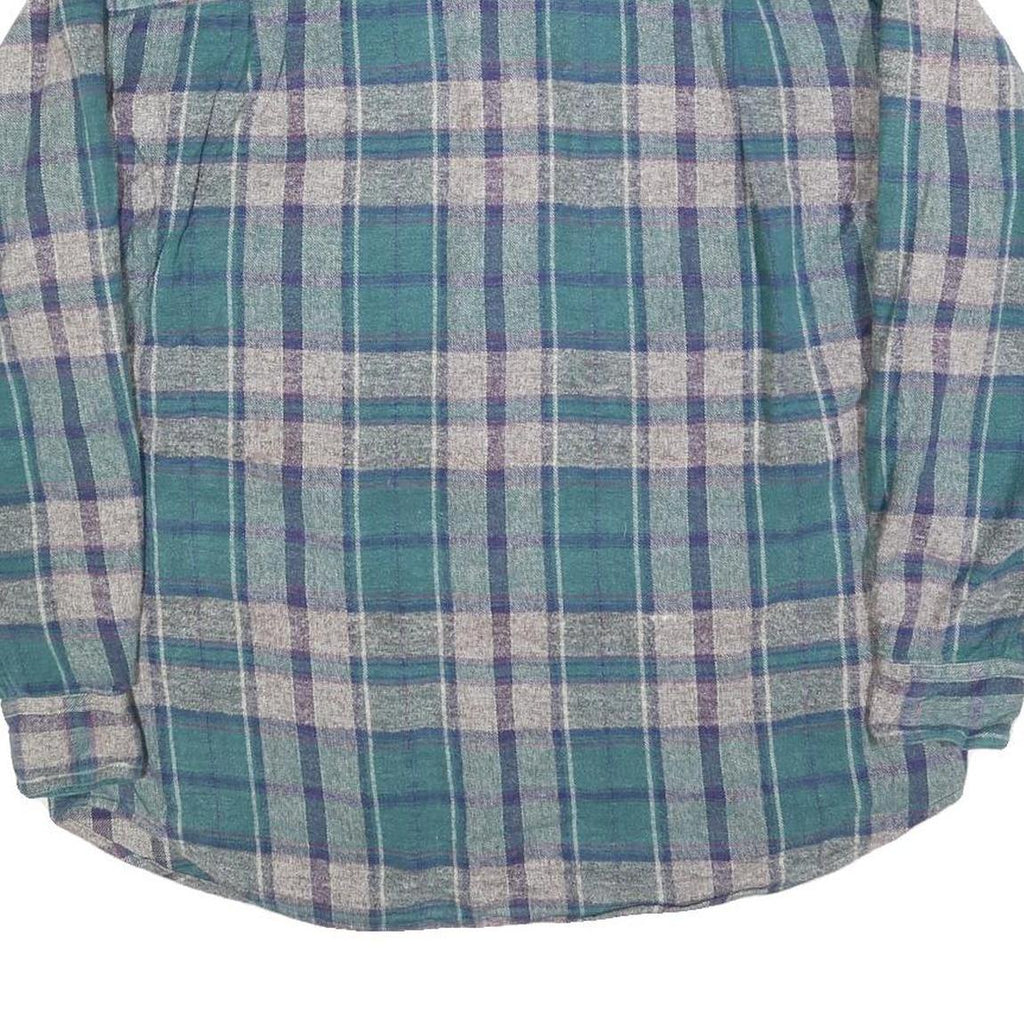 NORTHERN REFLECTIONS Mens Green & Grey Check Shirt M Cotton Blend Button Long