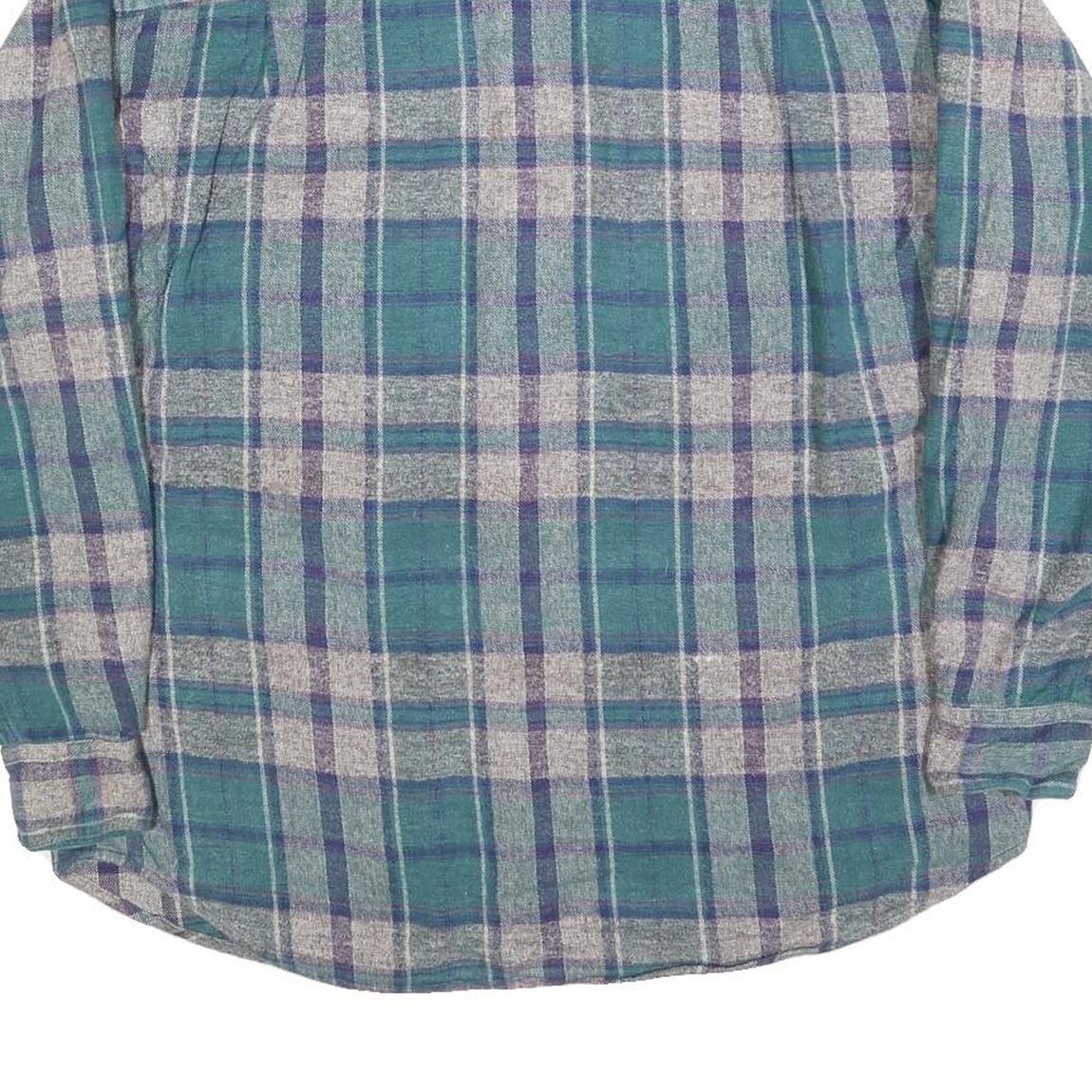 NORTHERN REFLECTIONS Mens Green & Grey Check Shirt M Cotton Blend Button Long