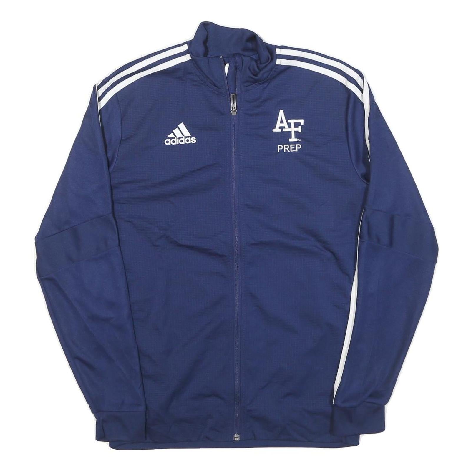 ADIDAS Mens Navy Blue Track Jacket M Polyester Blend Zip Plain Sportswear