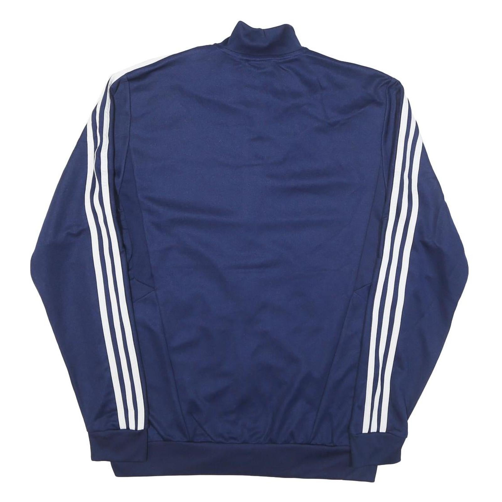 ADIDAS Mens Navy Blue Track Jacket M Polyester Blend Zip Plain Sportswear