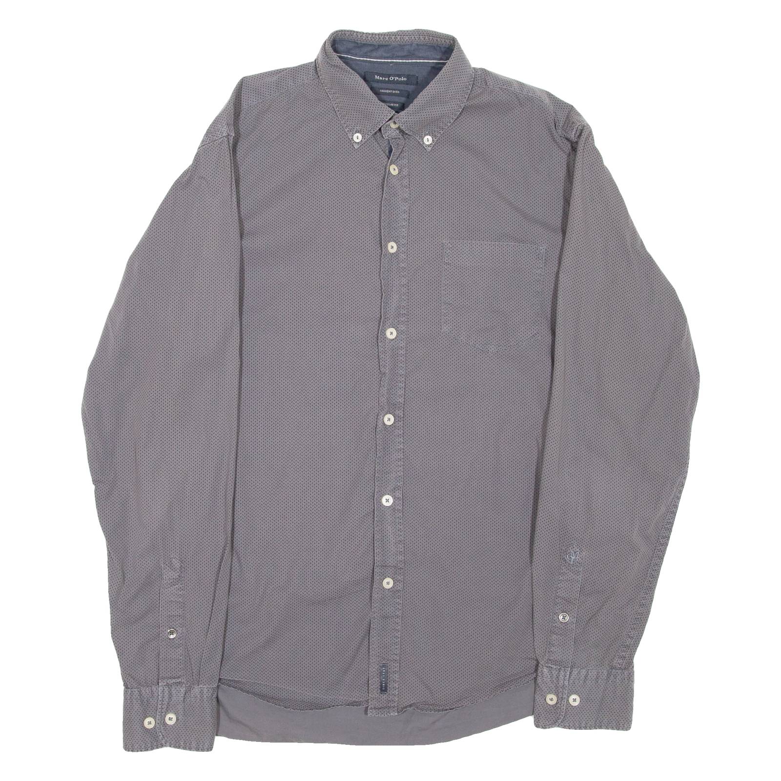 MARC O'POLO Regular Fit Mens Shirt Grey Spotted Long Sleeve M
