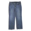 NINE WEST JEANS Womens Blue Regular Straight Denim W34 L30 Embroidered Pockets
