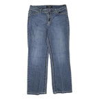 NINE WEST JEANS Womens Blue Regular Straight Denim W34 L30 Embroidered Pockets