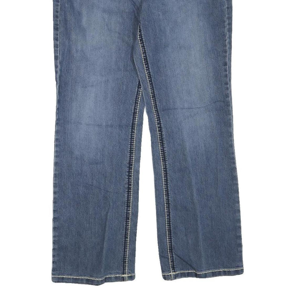 NINE WEST JEANS Womens Blue Regular Straight Denim W34 L30 Embroidered Pockets