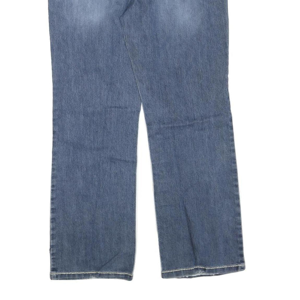 NINE WEST JEANS Womens Blue Regular Straight Denim W34 L30 Embroidered Pockets